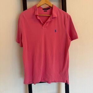 Polo Ralph Lauren Polo Shirt Mens Large Pink Classic Fit Short Sleeve Pony Logo